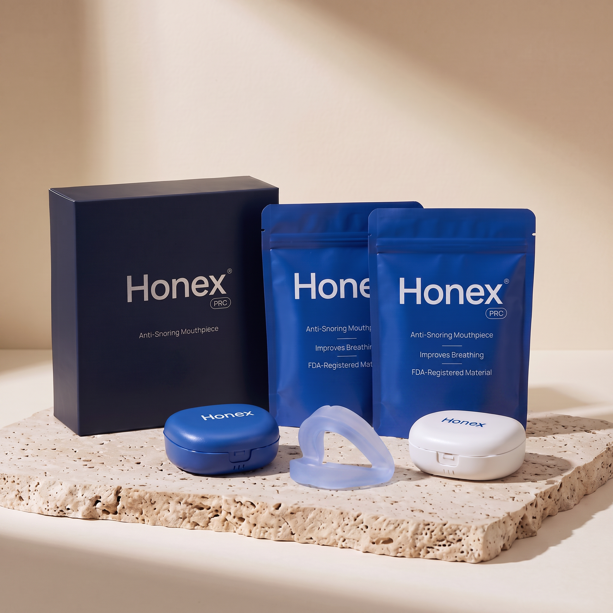Honex Pro anti-snoring mouthpiece with premium packaging